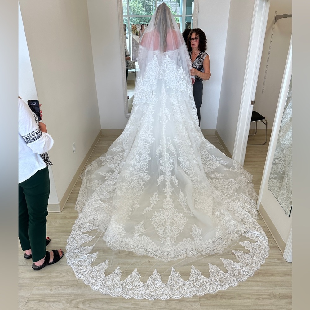 Cathedral Lace Bridal Veil with Blusher